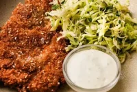 Crispy Chicken Schnitzel with Tangy Cabbage Slaw