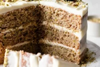 Silky Pistachio Layer Cake with Toasted Nut Crumble