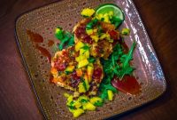 Asian Shrimp Cakes with Mango Chutney and Honey Sriracha Glaze