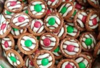 Chocolate Pretzel Rings with Kisses and M&M Reindeer Noses