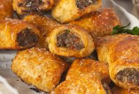 Mediterranean Beef Sausage Rolls with Herbed Feta and Spinach