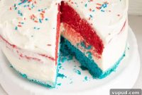 Patriotic Red, White & Blue Layer Cake Recipe for Parties