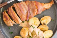Crispy Bacon-Wrapped Chicken Breasts with Garlic Herb Glaze
