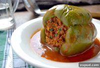 Cheesy Stuffed Green Bell Peppers with Savory Rice Filling