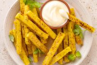 Crispy Parmesan Polenta Fries with Garlic Herb Dipping Sauce