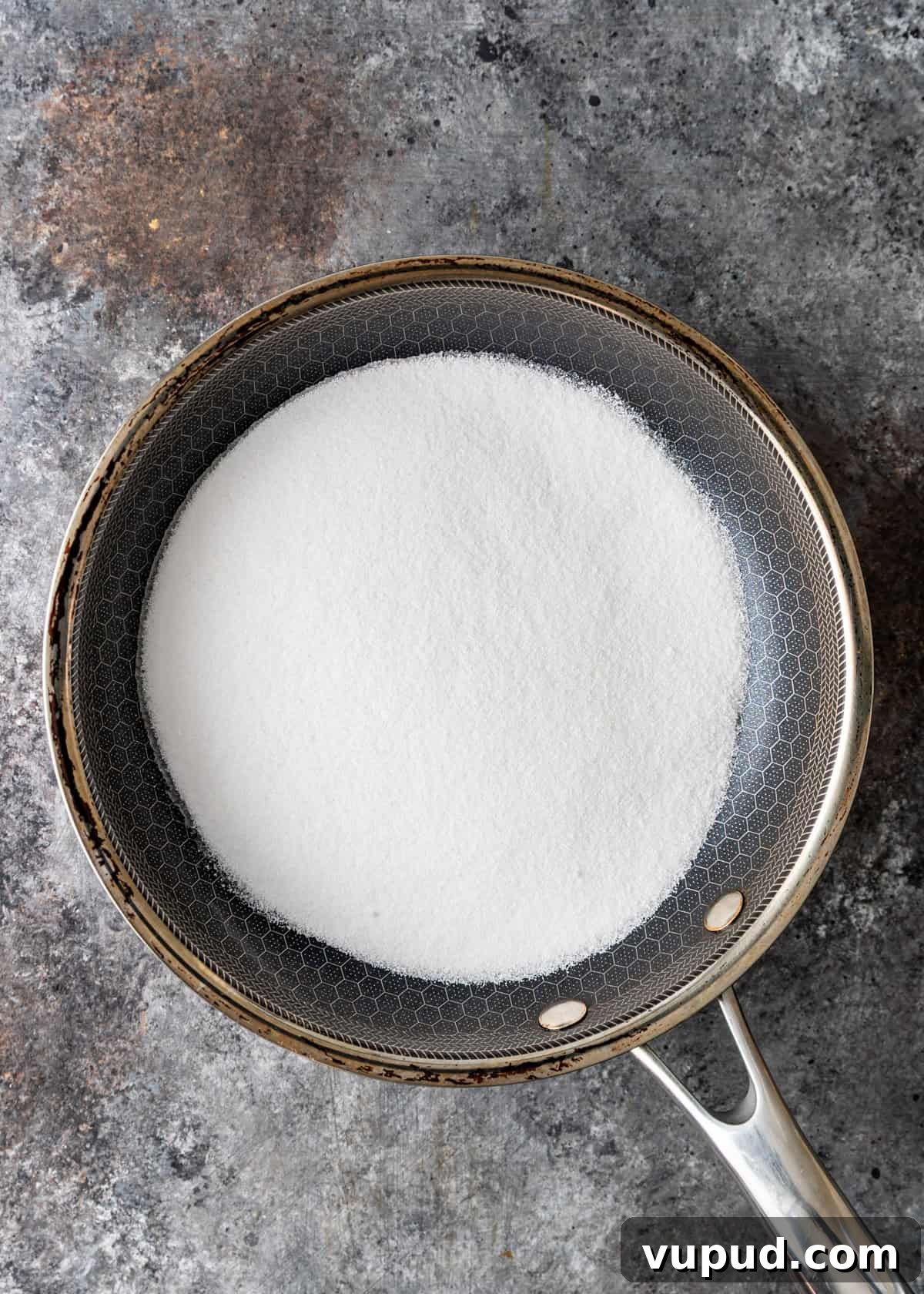 overhead process shot: heating the sugar