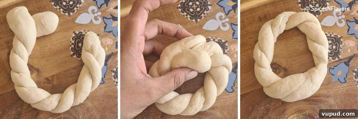 How to Make Turkish Simit: Crispy Bagel-Style Bread Recipe 8 twist the ropes to form rings