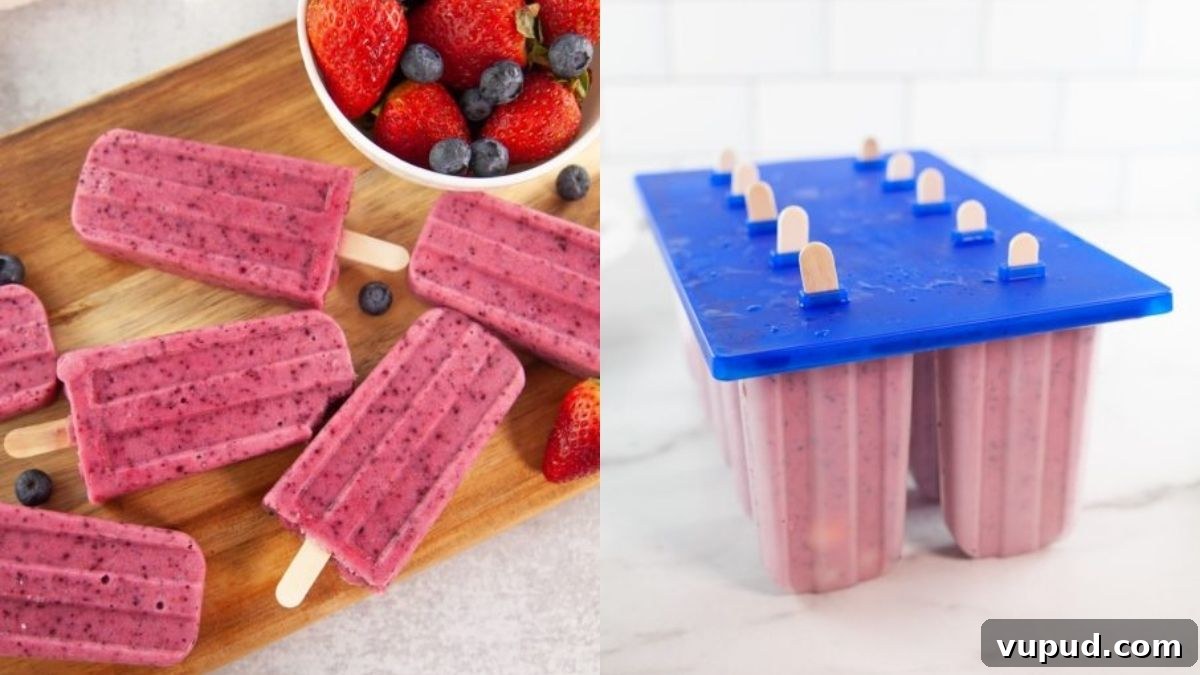 15 Favorite Frozen Treats for Summer: Cool Ideas to Beat the Heat 17 Fruit popsicles on a wooden cutting board.