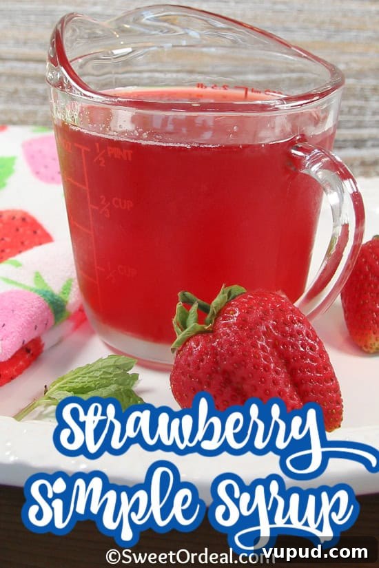 Strawberry Simple Syrup is loaded with sweet, strawberry flavors to enhance cocktails, desserts, and more. Strawberry Simple Syrup