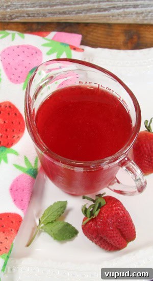 A syrup made with strawberries and sugar.
