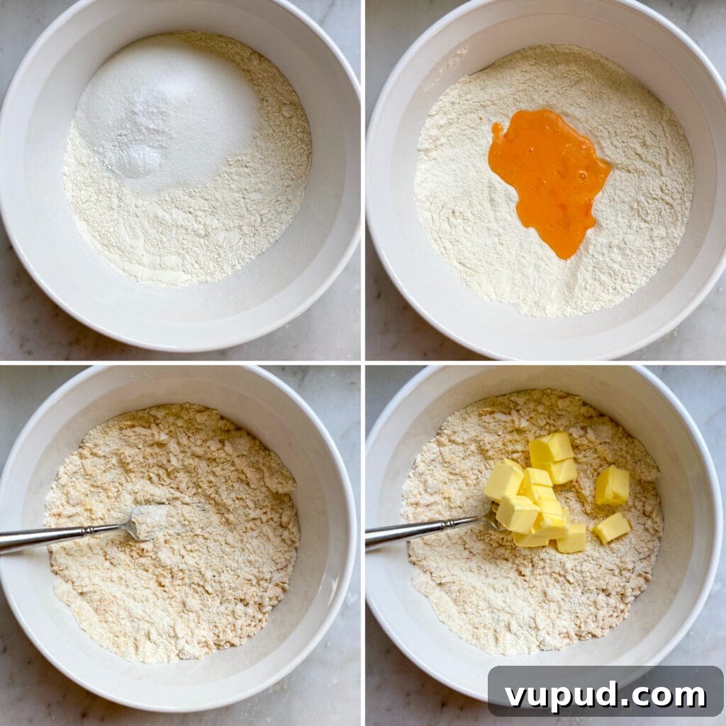Authentic Italian Ricotta Pie Recipe: Classic Sicilian Crostata 5 Mixing dry and wet ingredients for Italian ricotta pie.