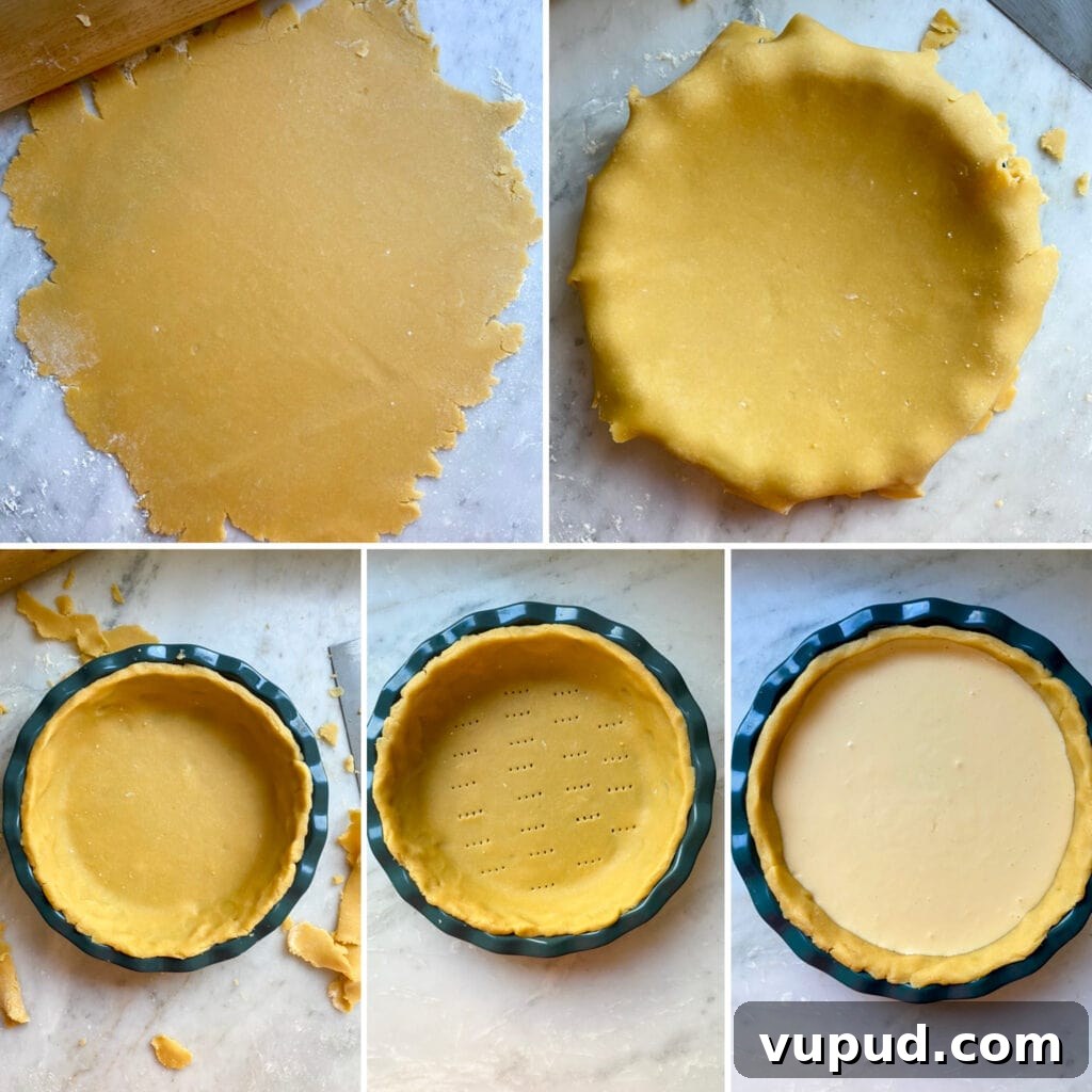 Authentic Italian Ricotta Pie Recipe: Classic Sicilian Crostata 7 Preparing and filling pie crust.