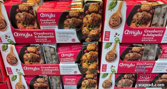 Top Costco Thanksgiving Appetizers for 2025 Holiday Hosting 3 Amylu Cranberry Jalapeño Chicken Meatballs from Costco on a platter — sweet and spicy Costco Thanksgiving appetizer.