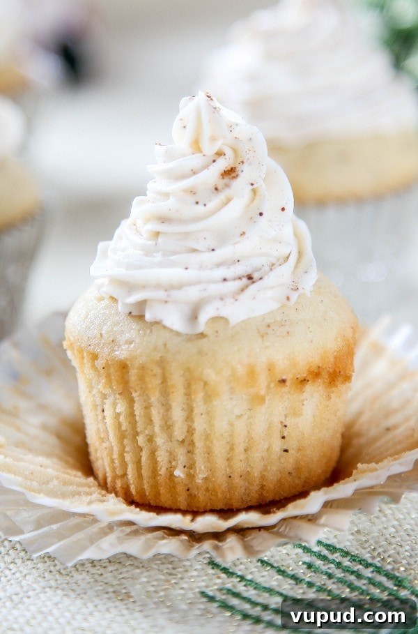 Eggnog Sugar Cookies with Eggnog Buttercream Frosting 5 Eggnog Cupcakes