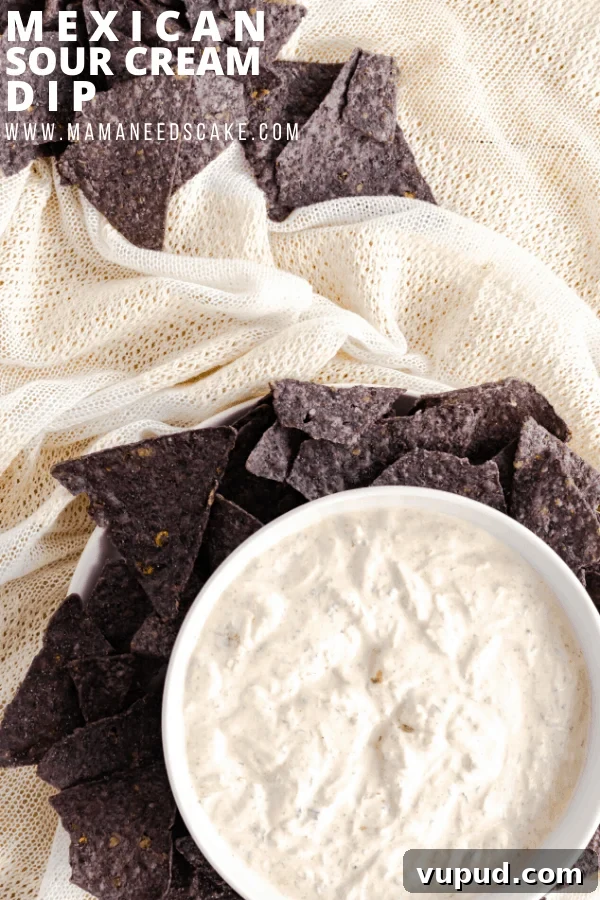 Creamy Mexican Sour Cream Dip Recipe for Parties 7 Mexican sour cream dip is made with simple ingredients and is big on flavor. Perfect for Taco Tuesdays and great as a party appetizer.