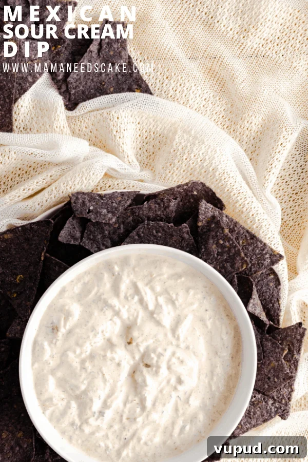 Creamy Mexican Sour Cream Dip Recipe for Parties 8 Mexican sour cream dip is made with simple ingredients and is big on flavor. Perfect for Taco Tuesdays and great as a party appetizer.