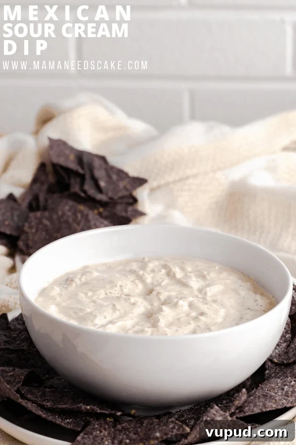 Creamy Mexican Sour Cream Dip Recipe for Parties 9 Mexican sour cream dip is made with simple ingredients and is big on flavor. Perfect for Taco Tuesdays and great as a party appetizer.