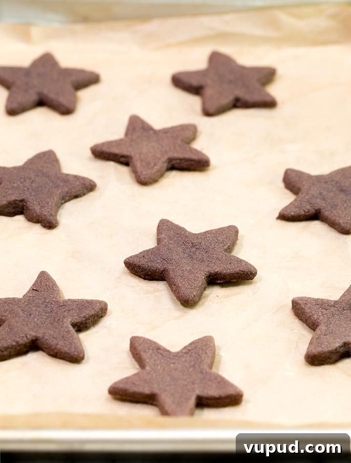 Gluten-Free Chocolate Shortbread Cookies Recipe for Crispy Melt-in-Your-Mouth Treats 3 Chocolate shortbread cookies on beige sheet