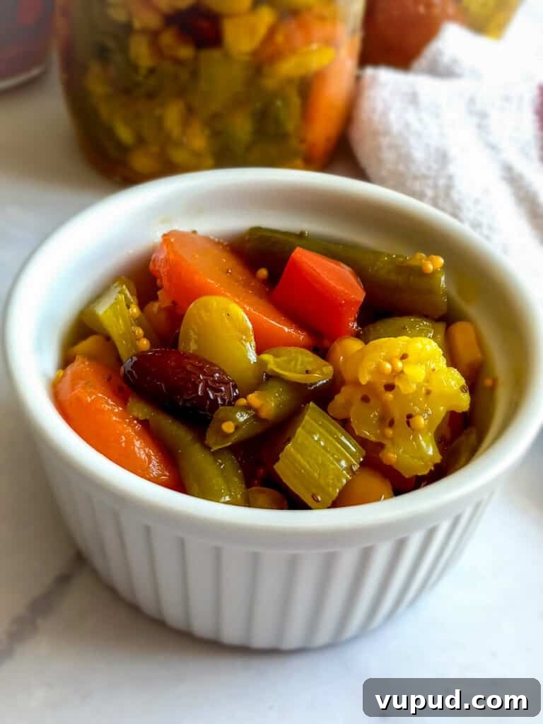 A close up of a bowl of Amish chow chow