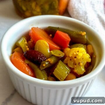 A close up of a bowl of Amish chow chow
