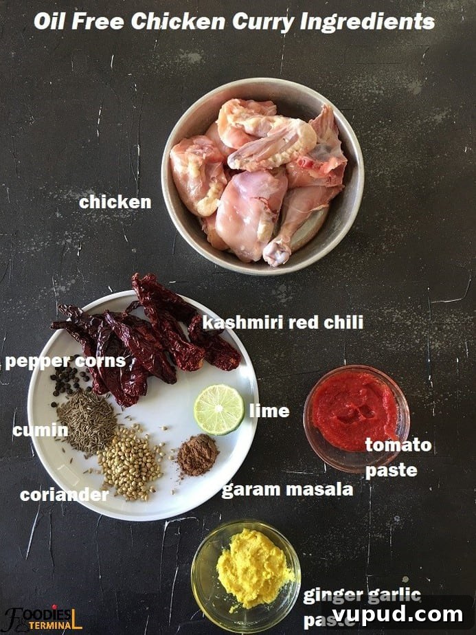 Oil-Free Indian Chicken Curry Recipe: Moist, Low-Fat Curry 4 Oil Free Chicken Curry Ingredients