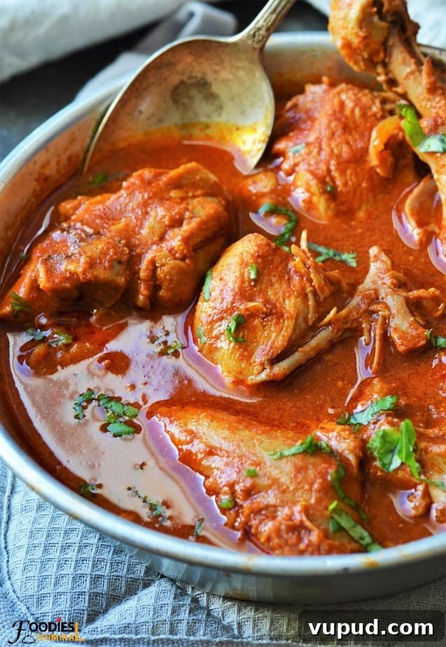 Oil-Free Indian Chicken Curry Recipe: Moist, Low-Fat Curry 6 oil free chicken curry with chicken on the bones