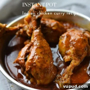 Oil-Free Indian Chicken Curry Recipe: Moist, Low-Fat Curry 8 Instant Pot Indian Chicken Curry Recipe served in an aluminum plate