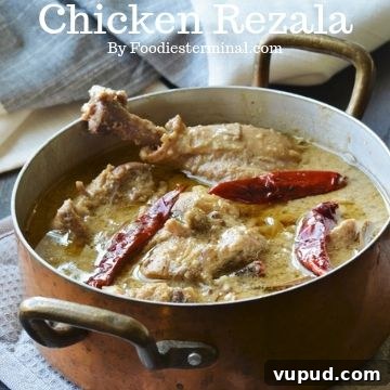 Oil-Free Indian Chicken Curry Recipe: Moist, Low-Fat Curry 9 Bengali Chicken Rezala cooked in Kolkata style