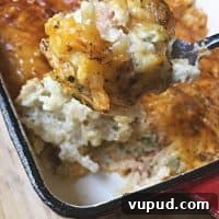Cheesy Hashbrown Casserole with Crispy Bacon Topping 6 single spoonful of hashbrown casserole