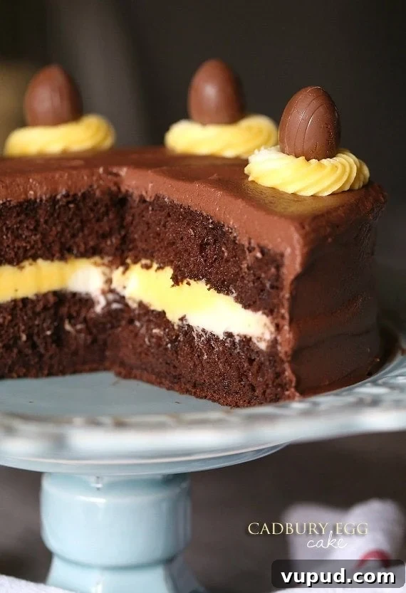 Cadbury Creme Egg Chocolate Layer Cake Recipe 2 Cadbury Egg Cake. A simple cake with a yellow and white filling to look like the favorite Easter Candy