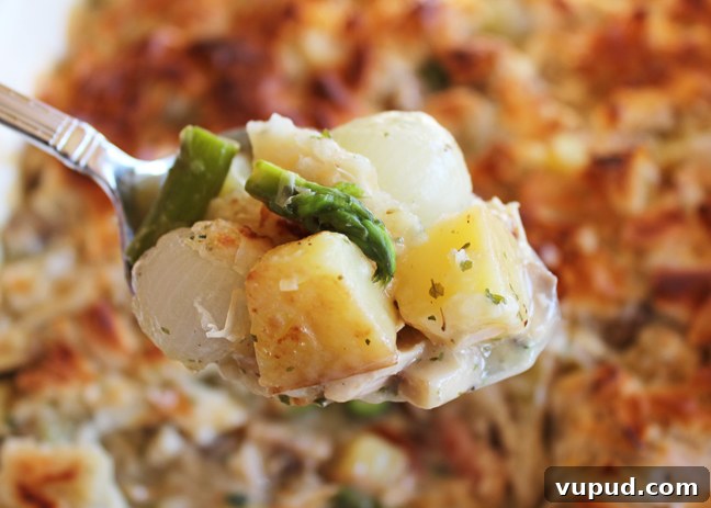 Crispy Filo Chicken Pot Pie Recipe with Flaky Phyllo Crust 6 spoon full