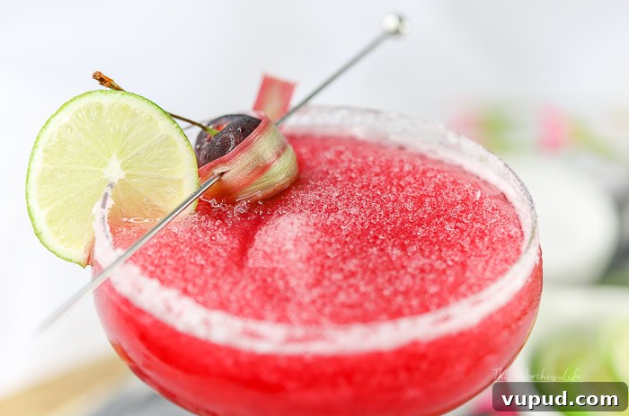 Cherry Rhubarb Margarita Recipe — Sparkling Spring Cocktail 3 Summer Cocktail: Cherry + Rhubarb Margarita