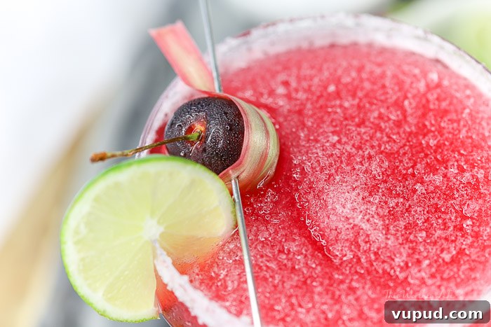 Cherry Rhubarb Margarita Recipe — Sparkling Spring Cocktail 4 Cocktail using rhubarb and cherries