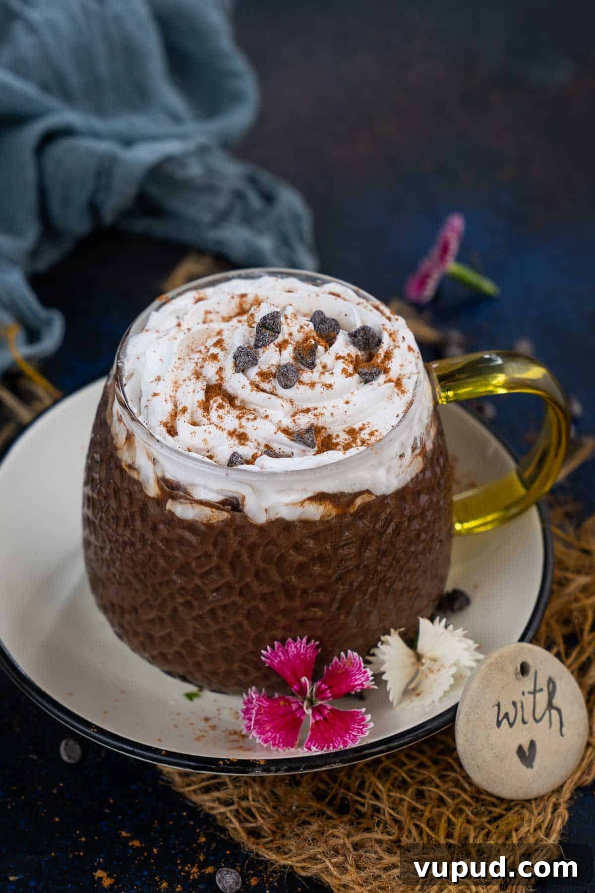 Pumpkin Spice Hot Chocolate: Cozy Autumn Cocoa Recipe 2 Starbucks copycat pumpkin spice hot chocolate served in a mug.