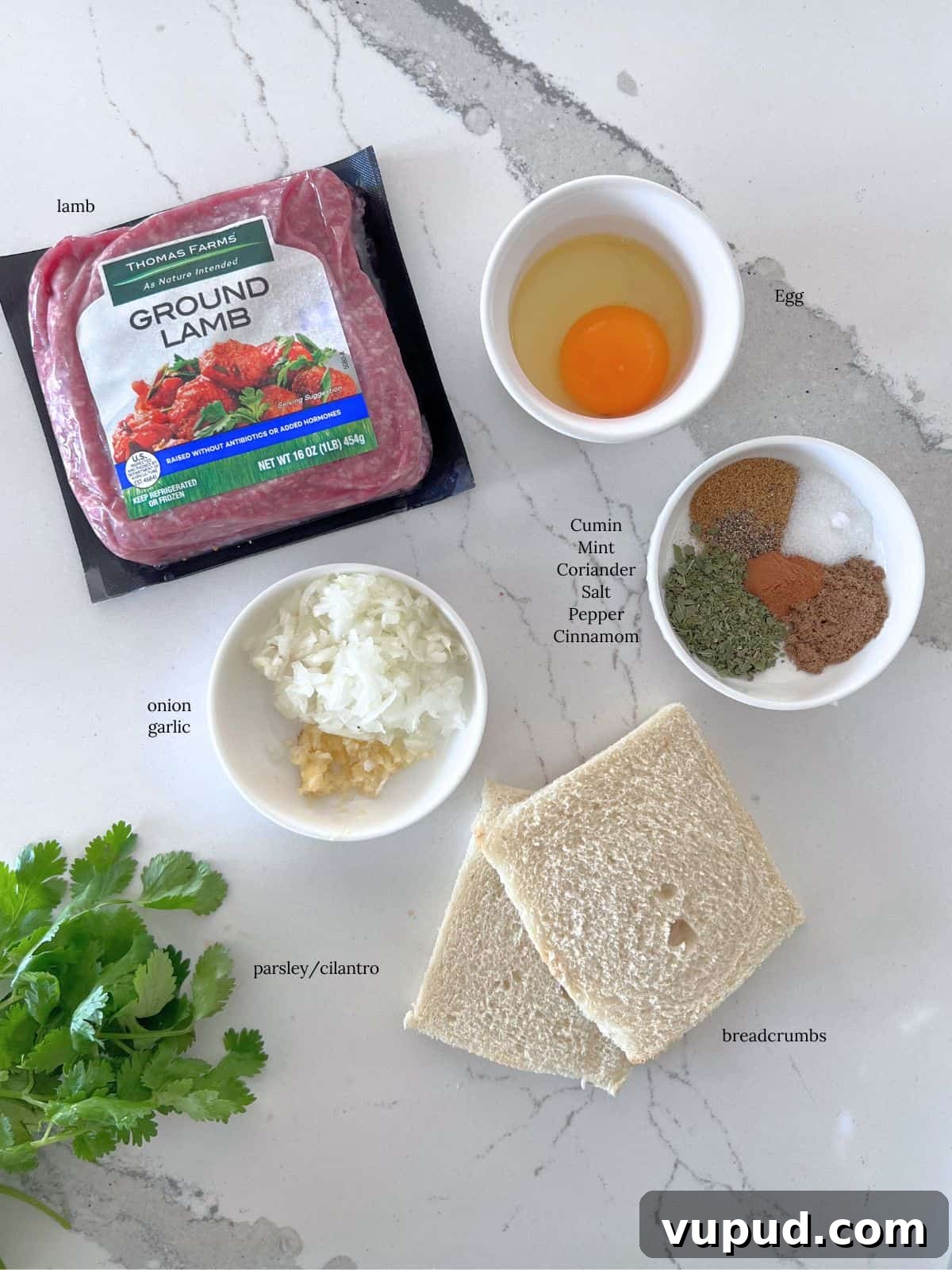 Greek Lamb Meatballs with Tzatziki Sauce Recipe 3 Ingredients to make lamb meatballs on table.