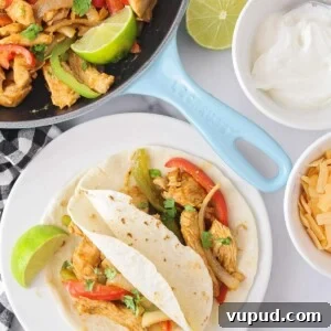 Sizzling chicken fajitas