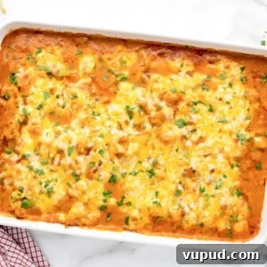 Mexican casserole fresh out of the oven.