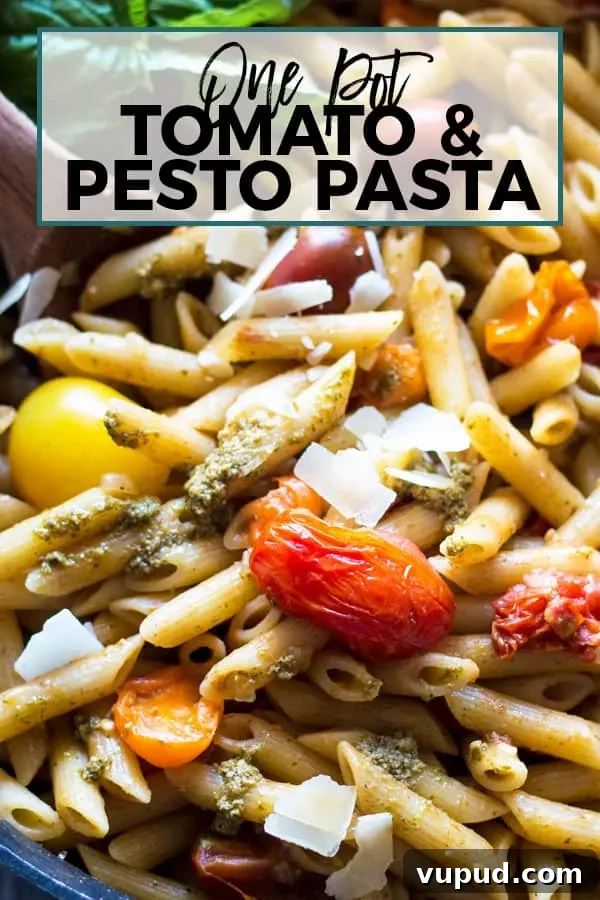 One-Pot Tomato Pesto Pasta Recipe for Quick Weeknight Meals 7 one pot tomato and pesto pasta pinterest image