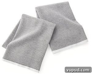 Top Kitchen Gifts for Home Cooks and Food Lovers 10 Front view of two gray kitchen towels