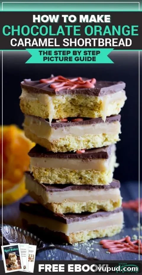 Chocolate Orange Caramel Shortbread Recipe — Zesty Caramel Slice 16 Chocolate Orange Caramel Shortbread in a stack