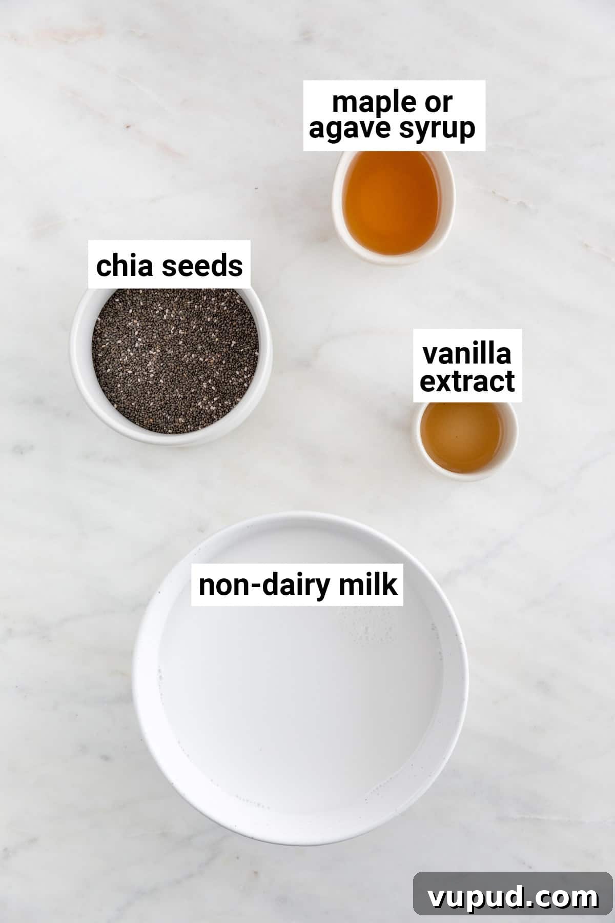 4-Ingredient Chia Pudding Recipe: Creamy, Quick Breakfast 3 Ingredients needed to make chia pudding.