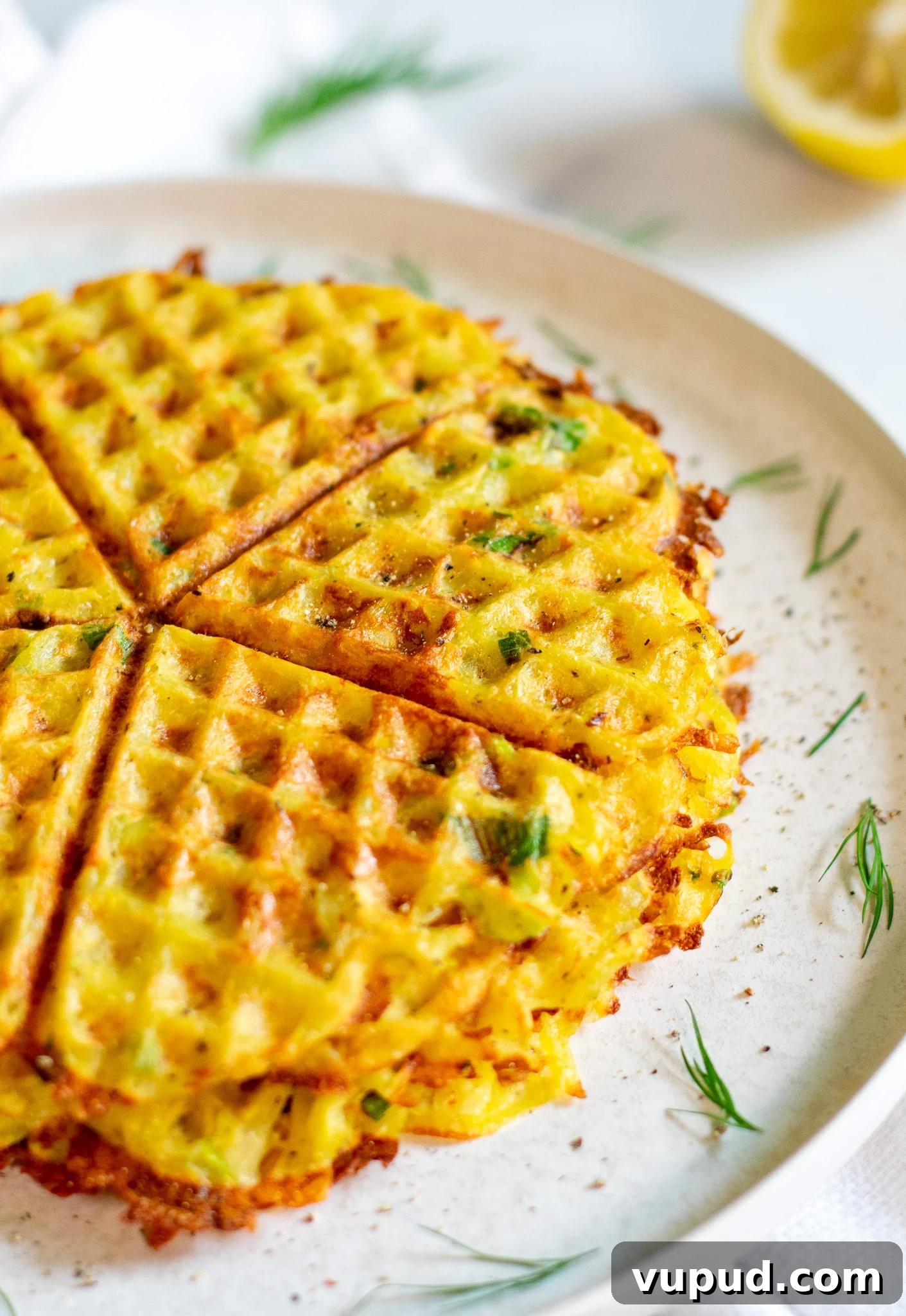 A stack of potato waffles.