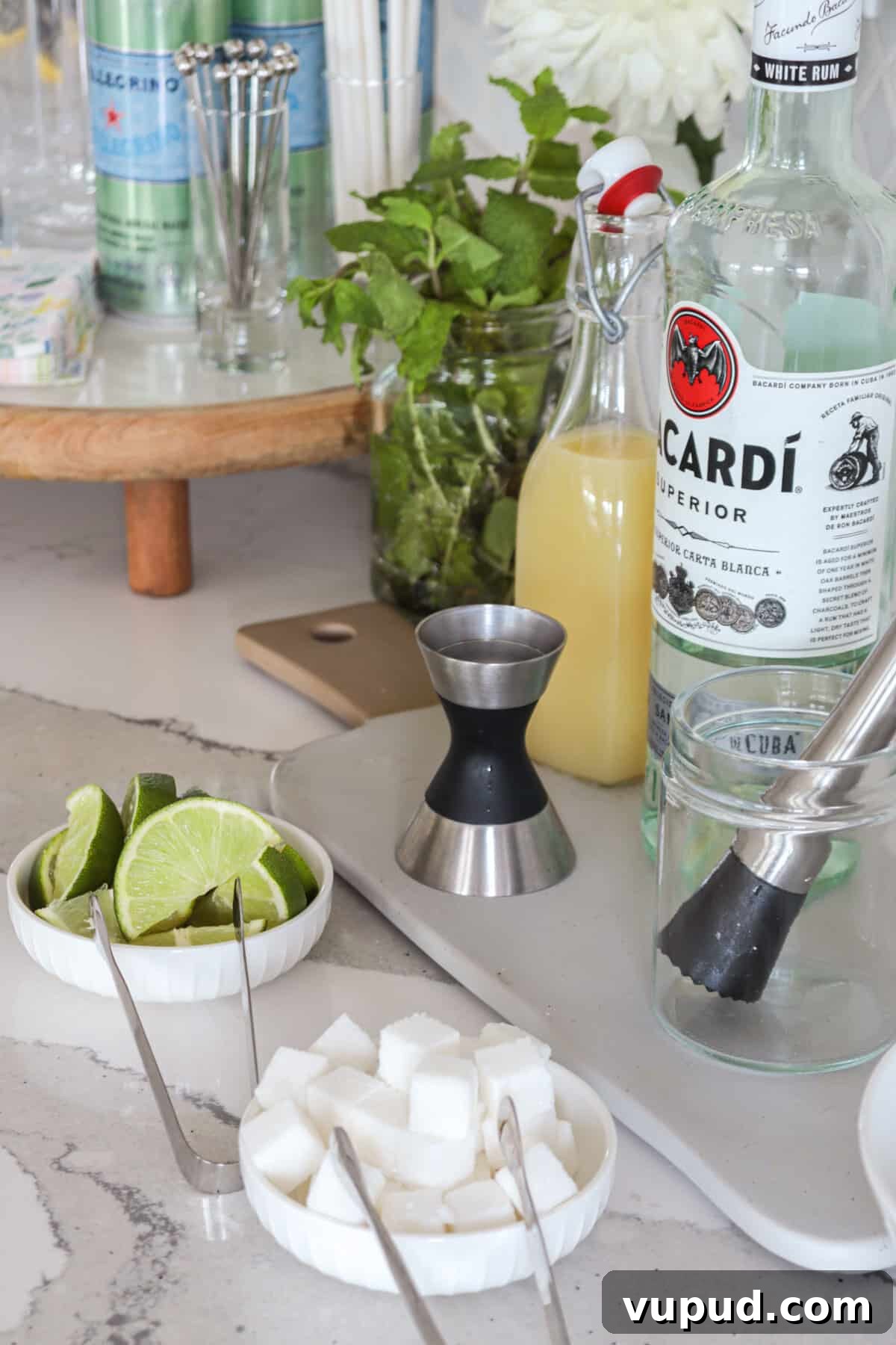 Mint Mojito Bar Ideas for Parties: DIY Setup & Refreshing Recipes 4 Mojito bar with lime wedges.