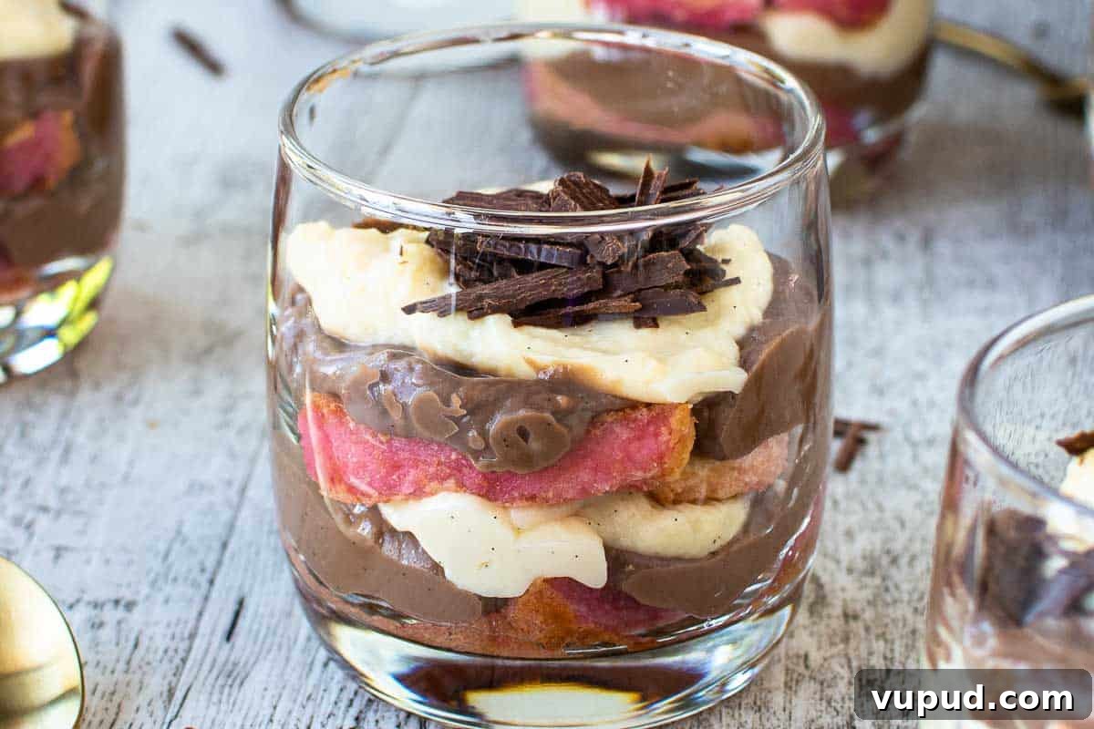 Classic Zuppa Inglese Recipe: Layered Italian Custard Dessert 5 Close up of this Italian dessert in a cup.
