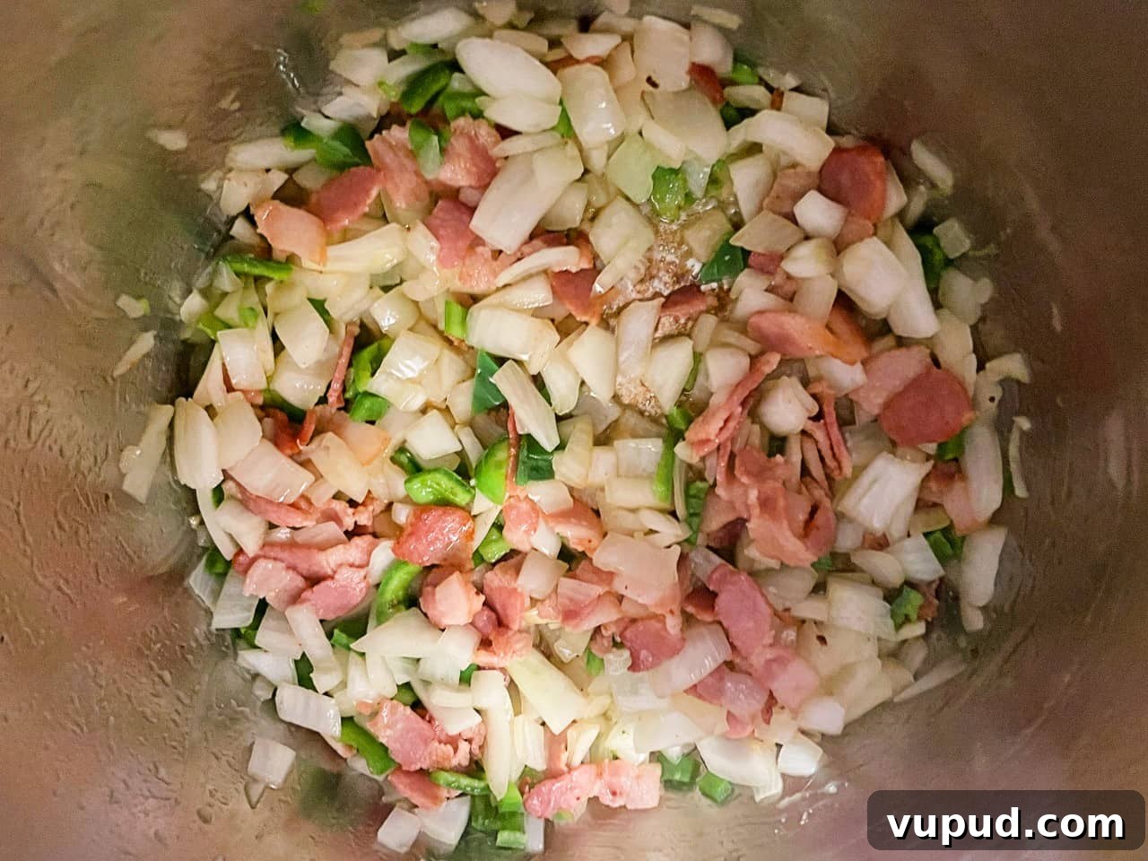 Authentic Mexican-Style Beans in the Instant Pot: Flavorful & Fast 4 bacon, onion, and jalapeno in the instant pot.