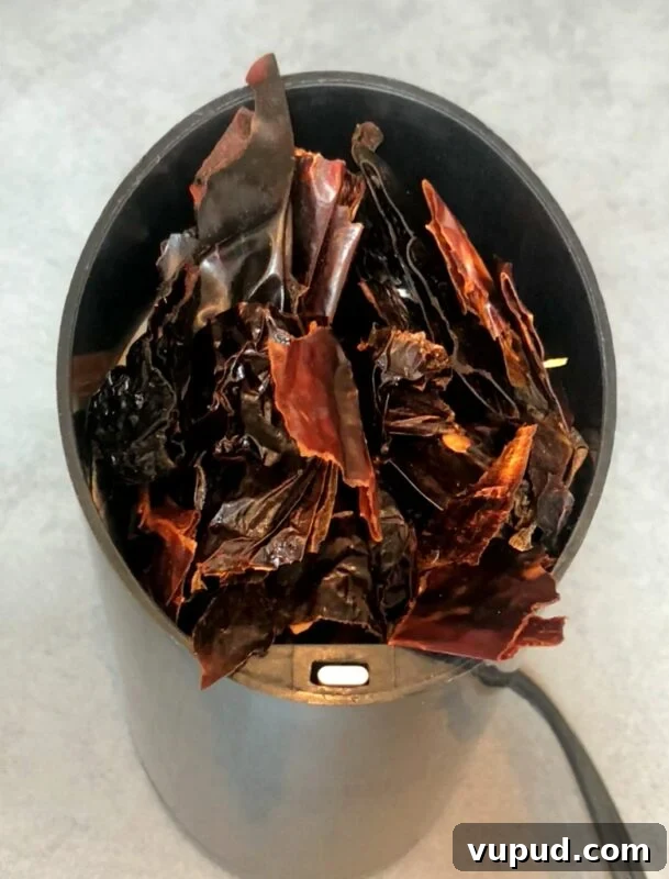 Authentic Mexican-Style Beans in the Instant Pot: Flavorful & Fast 9 dried, cut up Mexican chiles in a grinder