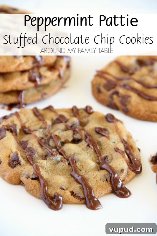 Peppermint Pattie Stuffed Chocolate Chip Cookies