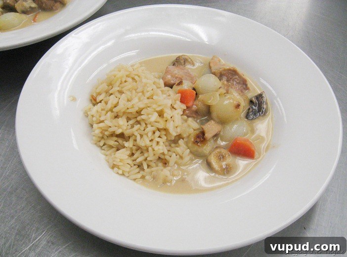 Day 11: Veal Blanquette and Poached Pear Tart Recipe 5 veal blanquette stew