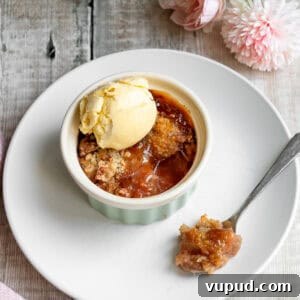 Classic Rhubarb Crumble Recipe with Golden Oat Topping 6 Individual rhubarb crumble with ice cream