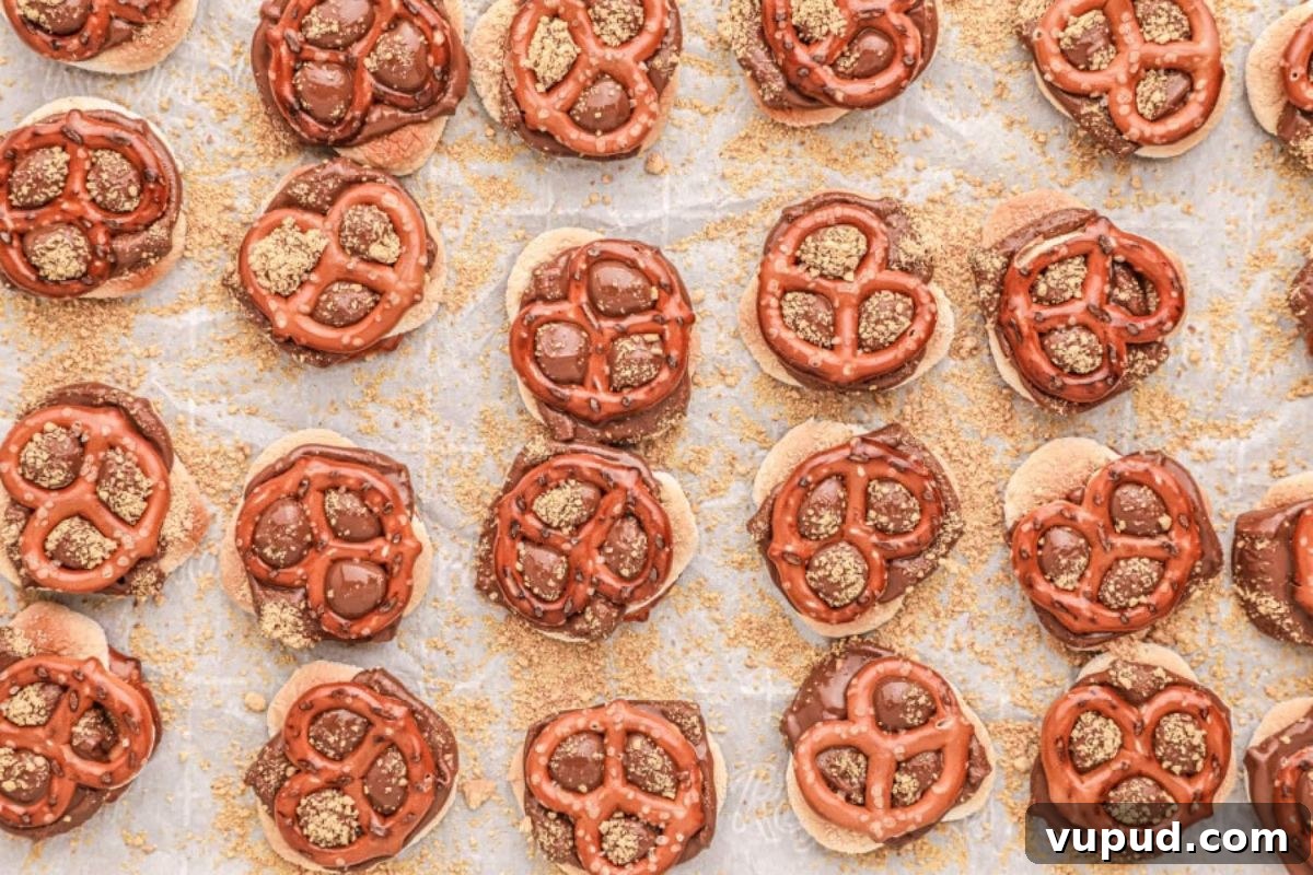 24 Irresistible S'mores Recipes to Enjoy All Year Long 3 S'mores Chocolate-covered pretzels with sprinkles on a baking sheet.